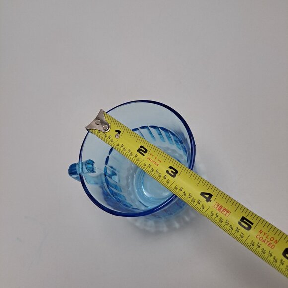 Fortecrisa Mexico Ice Azure Blue Ribbed Glass Cup & Saucer Set - Picture 10 of 11